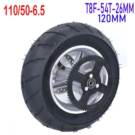110/50-6.5 Hinterrad Pocket Bike Gute Qualität Reifen Mit Schlauch Bremsscheibenplatte # T8F-54T Ritzel Für 47cc 49cc Mini Motorrad T8F-54T-26MM black
