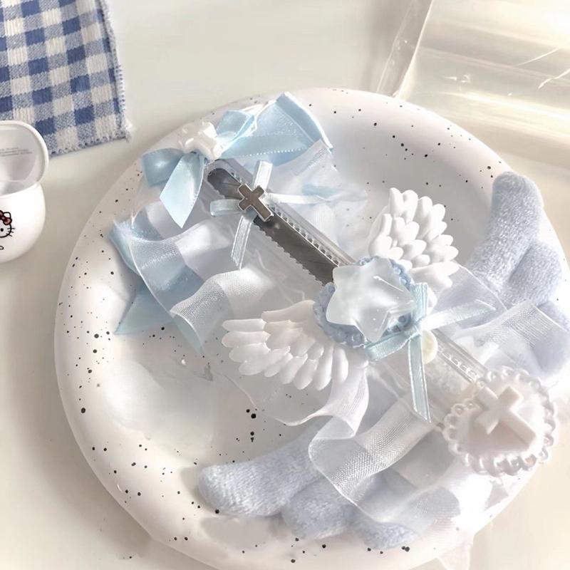 Kawaii Rosa Engelsflügel Cuttermesser Süße Mode Cuttermesser Niedlicher Expresskarton Brieföffner Schreibwaren Papierschneider Geschenke A5