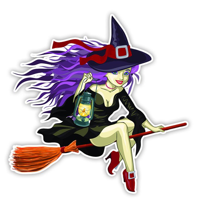 CS-791# 15*15 cm Ein lustiger Hexen-Autoaufkleber, bedruckter PVC-Aufkleber für Autoaufkleber, Styling-Autodekoration 15*15 cm