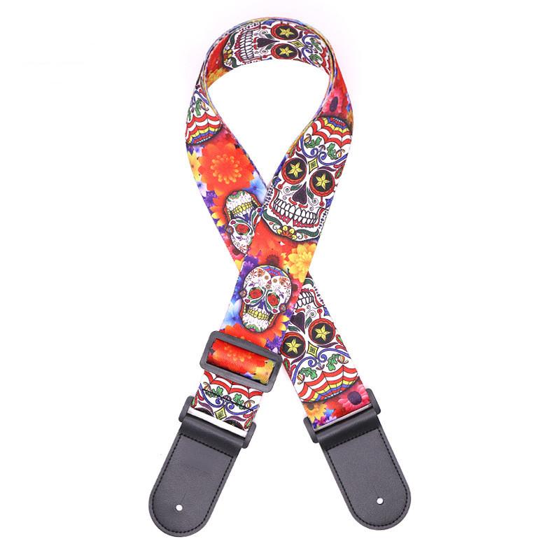 1pc Ethnischen Stil Verbreitert Akustische Gitarre Strap Leder Kopf Verstellbarer Schulter Gurt für Gitarre Bass Gitarre Teile Zubehör