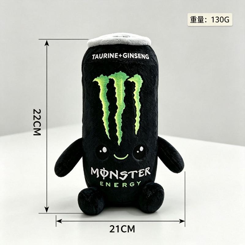 Neues Niedliches Zero Sugar Monster Energy Drink Plüschtier Niedliche Simulation Energy Drink Dose Stoffpuppe Mehrfarbig Weiche Figur Heimdeko Sammlerstück Geschenk 22cm schwarz