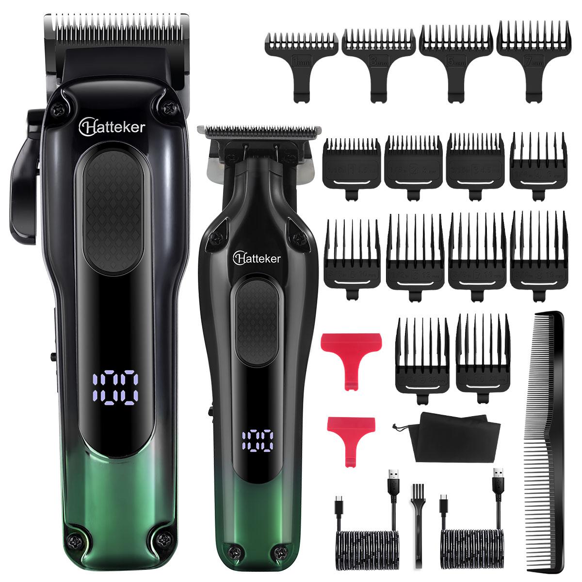 HATTEKER Professionelles Haarschneideset, Trimmer für den Heimgebrauch, wiederaufladbares Haarschneider-Set, Bartschneider für Herren