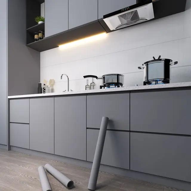 Küche Ölbeständige Tapete Wasserdichte Selbstklebende Aufkleber Schrank Renovierung Formaldehydfrei Schimmelresistent Wanddekor 60cm*1m grau