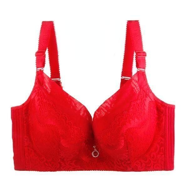 Gepolsterte Push-up-BHs für Damen, Spitzen-BH in Übergröße, mit Zwei-Cup-Bügel-Büstenhalter, CDE-Cup-BHs in Übergröße für Damen 40/90C rot