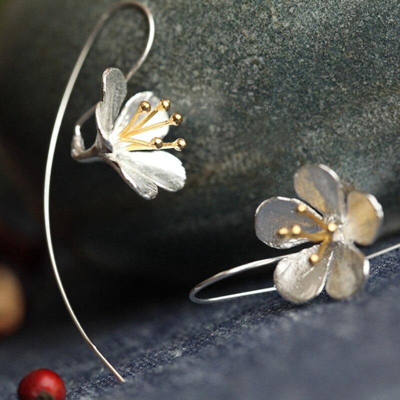 Mode Elegante 925 Sterling Silber Lange Blume Ohrringe Für Frauen Silber Quaste Ohrringe Schmuck Sterling-Silber-Schmuck