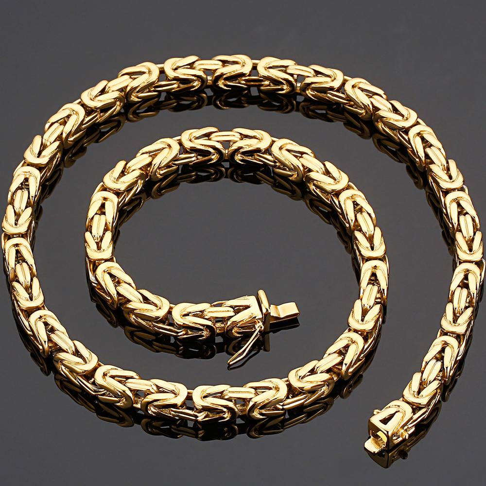 Hiphop Herren Halsketten 60/66CM Lange Geflochtene Kette Halskette für Mann Verblasst Nicht Gold Farbe Edelstahl Schmuck zubehör Geschenke 60CM gold