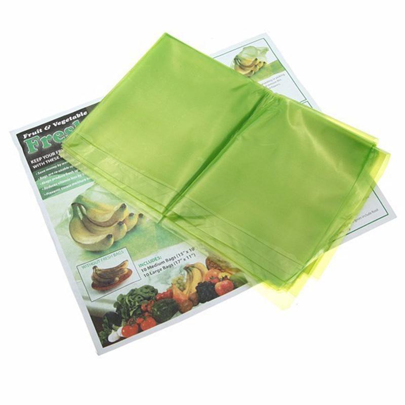 20 Stück grüne Aufbewahrungsbeutel für frische Lebensmittel, Greenbags, Produkte, Küchenbedarf, Wiederverwendung, Einkaufstasche für den Kühlschrank, Müllbeutel beige