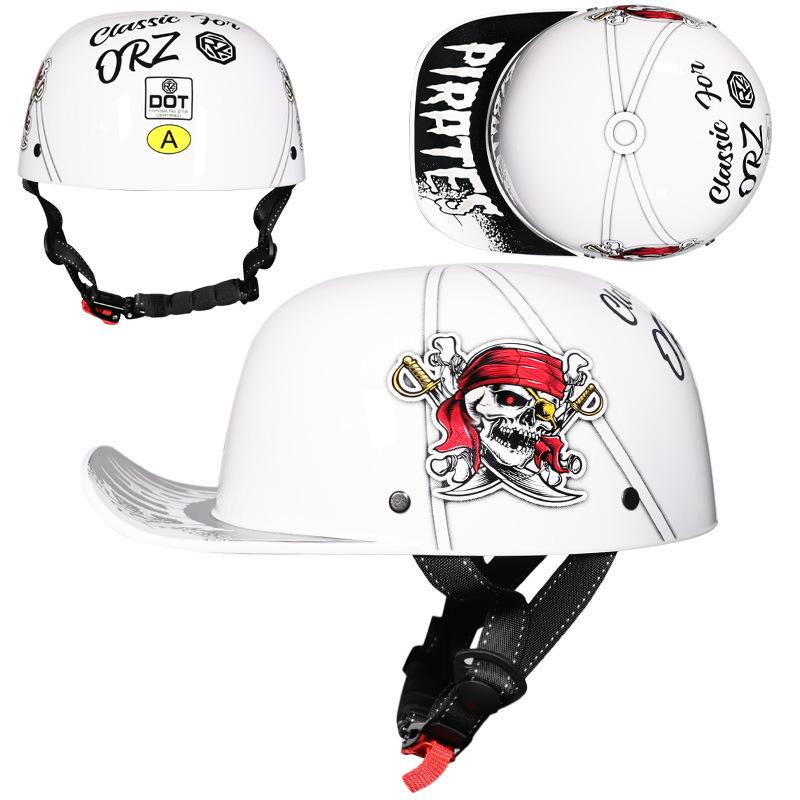Vintage Gangster Persönlichkeit Baseballkappe Männer und Frauen bemalter Helm Schaufelhelm Kappe Helm Elektroauto Halbhelm Fahren S