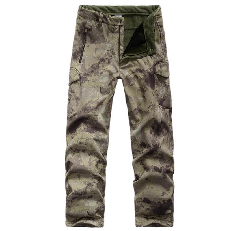 Herren Softshellhose, wasserdicht, Militär-Camouflage-Hose, warm, winddicht, Fleece, Kampf-Taktikhose, Winter-Outdoor-Wanderkleidung, Angeln, Jagd L khaki grün