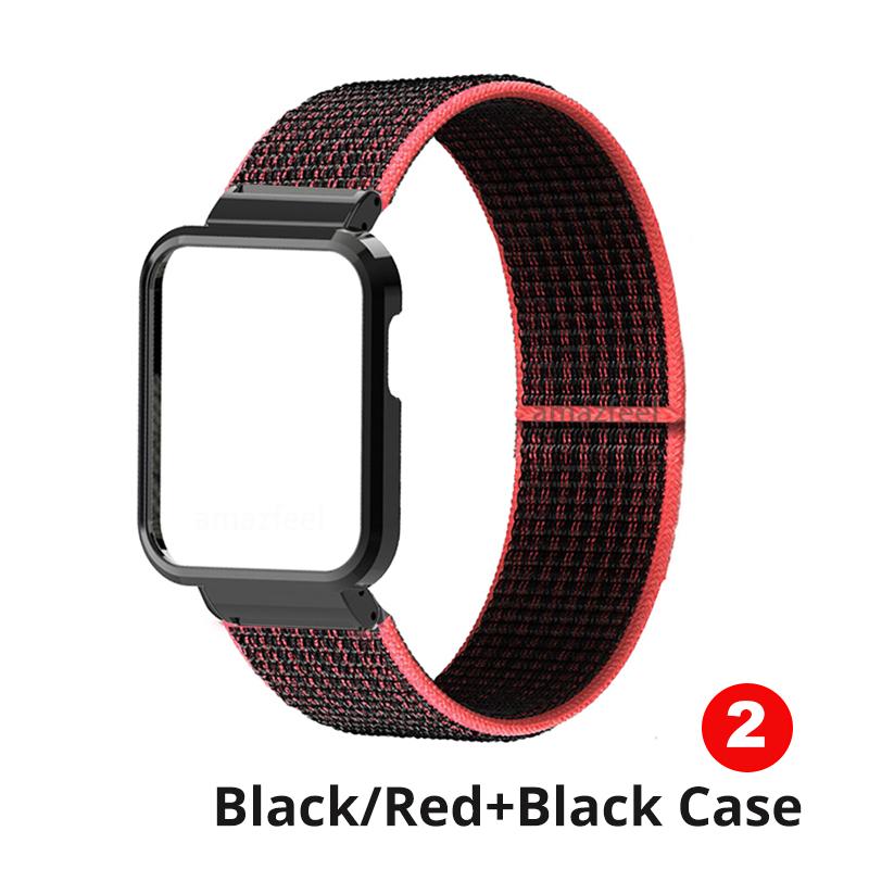 Nylon Armbänder Für Xiaomi Mi Uhr Lite Fall Strap Metall Protector Für Redmi Uhr 2 Lite / Mi Uhr Lite stoßstange Correa Band Redmi Watch 2 Lite rot