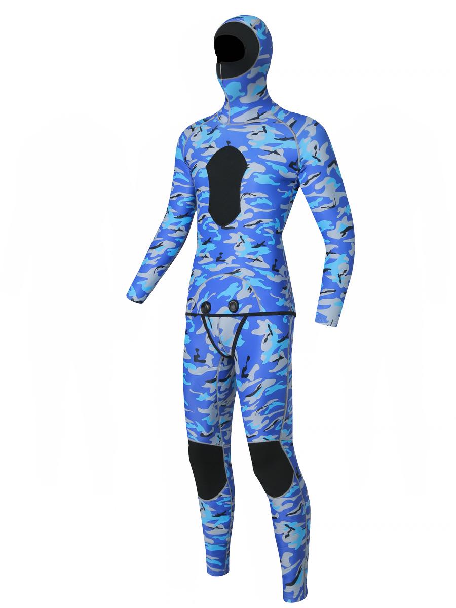 3 mm Camouflage-Neoprenanzug mit Kapuze für Herren zum Jagen, Freitauchen, Surfen und zur Rettung XXXL