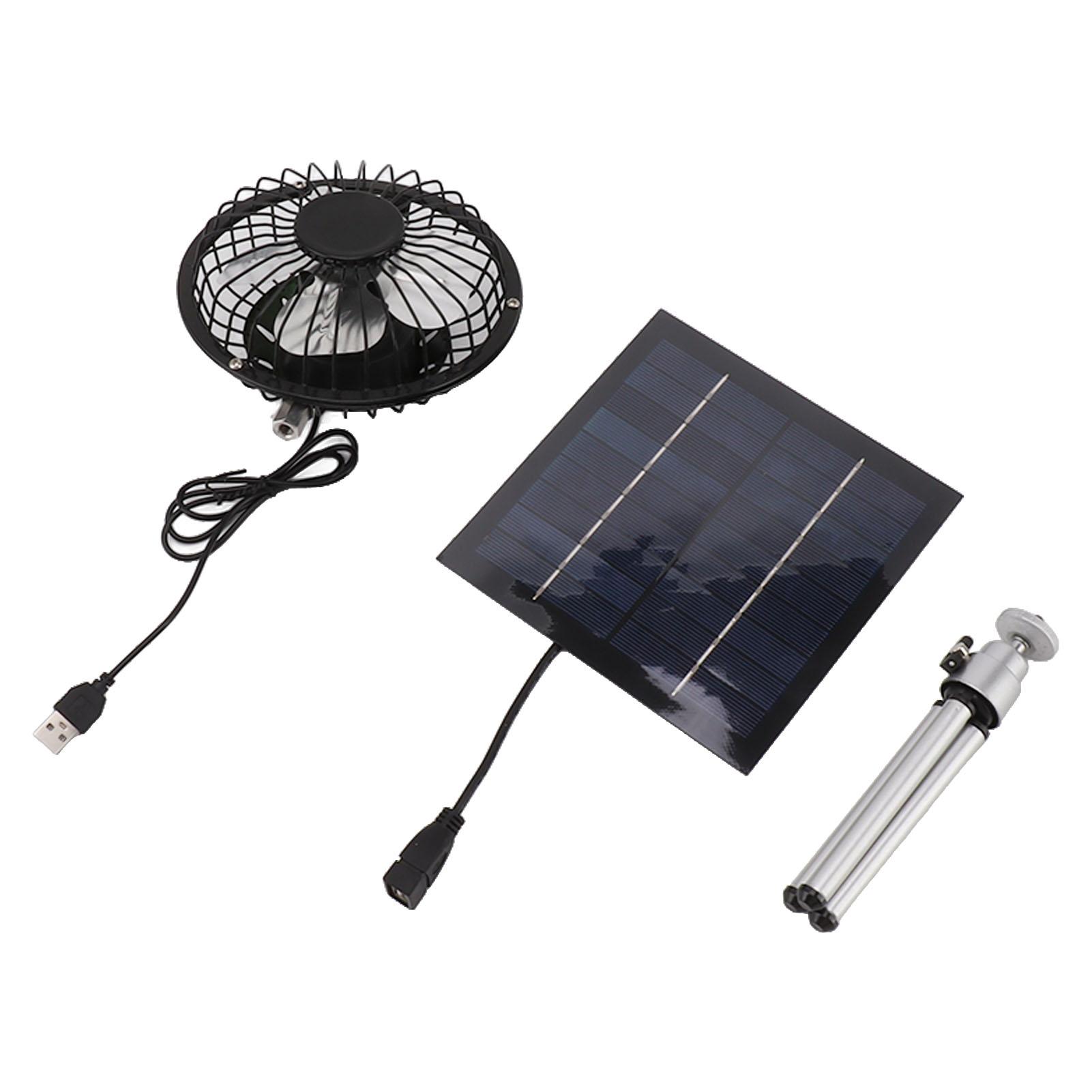 20W Solarpanel-Ventilator, tragbarer, solarbetriebener USB-Ventilator mit Halterung für Camping, Angeln, Reisen