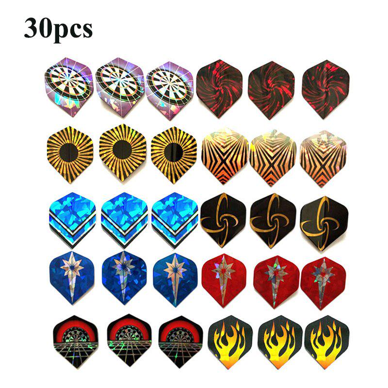 15-30 STK. Schönes reflektierendes Laser-Dartflügel-Set ABC Darts Flights, hochwertiges, langlebiges PVC. Schönes Dart-Flight-Set