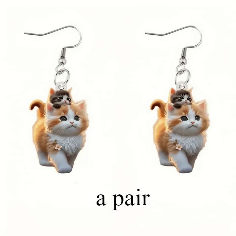 Süße Katzenohrringe, Tier, 2D-Acryl, personalisierte lustige Ohrringe, klassisch, elegantes Temperament, lässiges weibliches Geschenk, Urlaubsparty-Zubehör, Urlaubsparty one-size