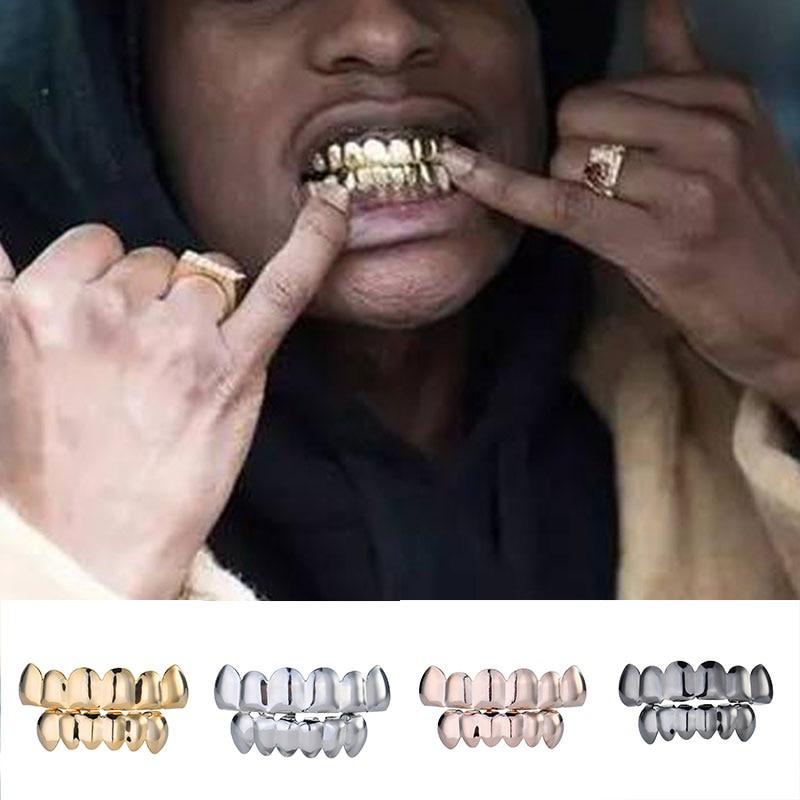Hip Hop Rock Zähne Kappen Zähne Dekor Zähne Abdeckung Fall Grills Zahn Kappe Rapper Top Unten Zahn Grills Custom Fit zähne Grillz schwarz