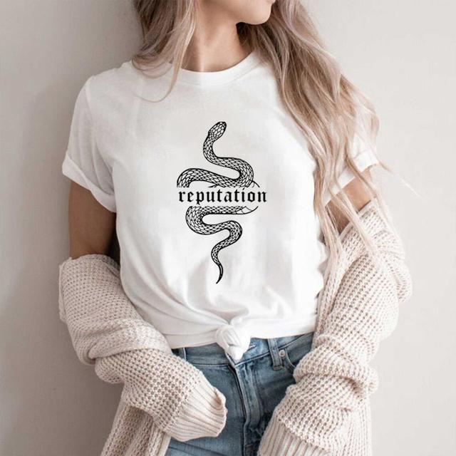 Reputation Snake T-Shirt Look What You Made Me Do Shirt Damen Kleidung Goth T-Shirt Unisex Vintage Shirt Snake Graphic Tees S weiß