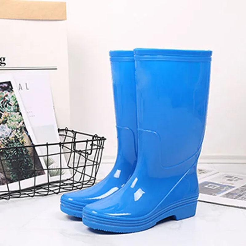 Gummistiefel Damen Hohe Ärmellose Stoff Schnell Trocknende Regenschuhe Damen Wasserdichte Schuhe für Erwachsene Damen Rutschfeste Gummischuhe Damen Arbeitsschuhe 37 blau