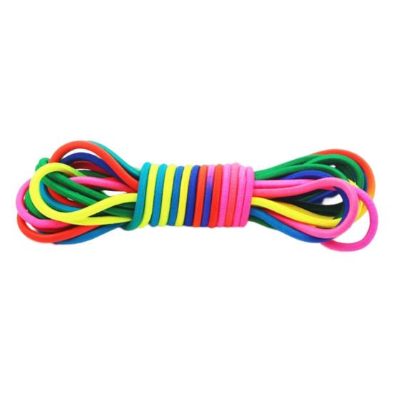 Springseil, verstellbar, leuchtende Farbe, hochelastisch, tragbar, verschleißfest, interaktives Spiel, Polyester-Springseil, Gummiband, Spielzeug, Fitnessgerät 5m