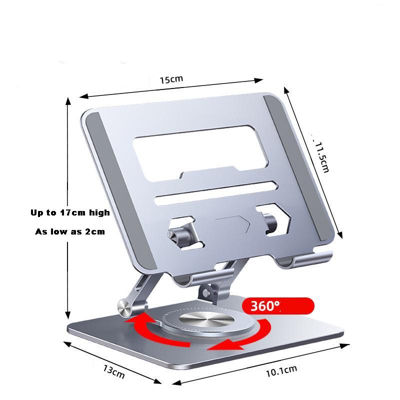Verstellbarer Laptop-Tablet-Ständer aus Aluminiumlegierung, um 360° drehbare Basis, ergonomisch faltbarer und tragbarer Laptop-Tablet-Halter, für Laptops, Tablets bis zu 17 Zoll 17*15*11.5cm silber