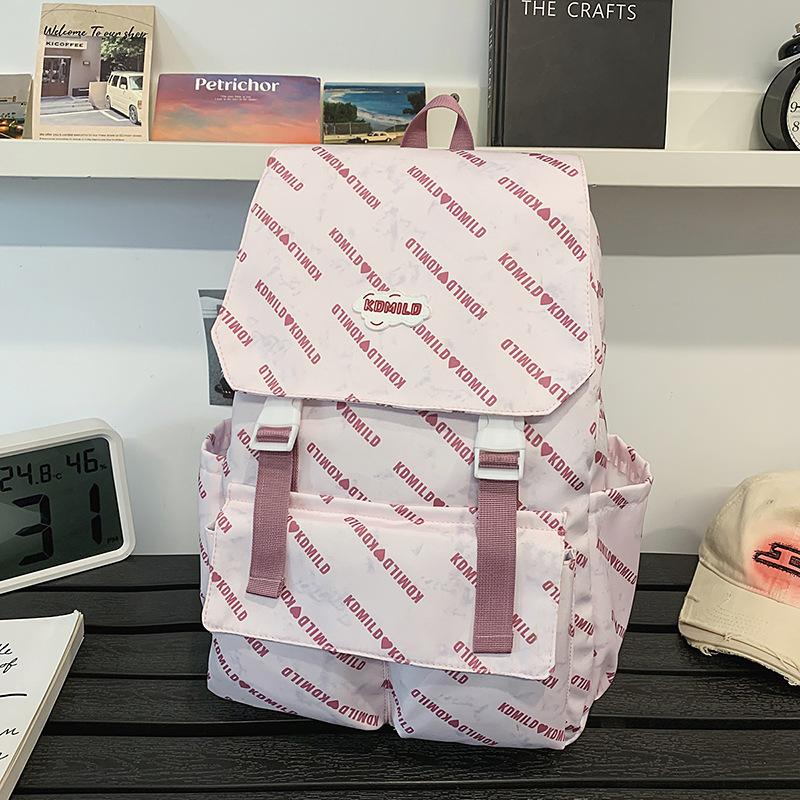 Trendiger sportlicher einfacher Rucksack für Highschool- und College-Studenten  Neue Damen-Schultasche  Graffiti-Rucksack und Rucksack .