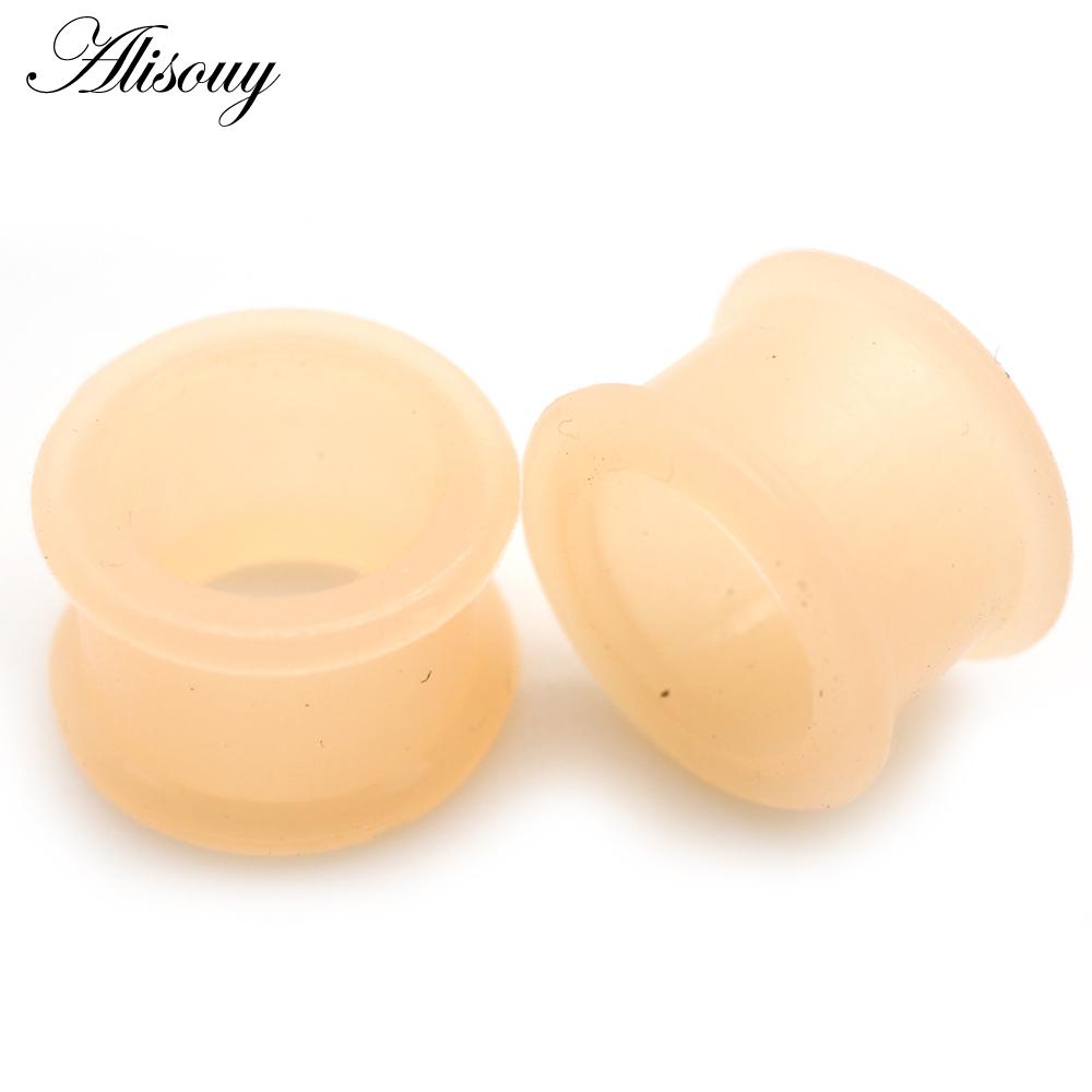 1 Paar hochwertige Piercing-Ohrstöpsel aus dünnem Silikon, flexibler Körperschmuck, Messgeräte 3–25 mm, Hauttunnel-Stecker, hohler Ohrstöpsel 10mm gelb
