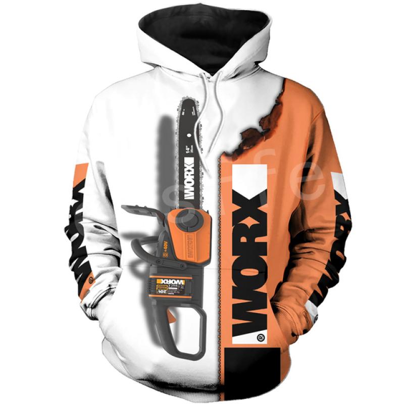 Logger Worker Lumberjack Chainsaw Retro Pullover 3DPrint Männer/Frauen Streetwear Casual Lustige Hoodies Übergroßen Harajuku 3XL orange