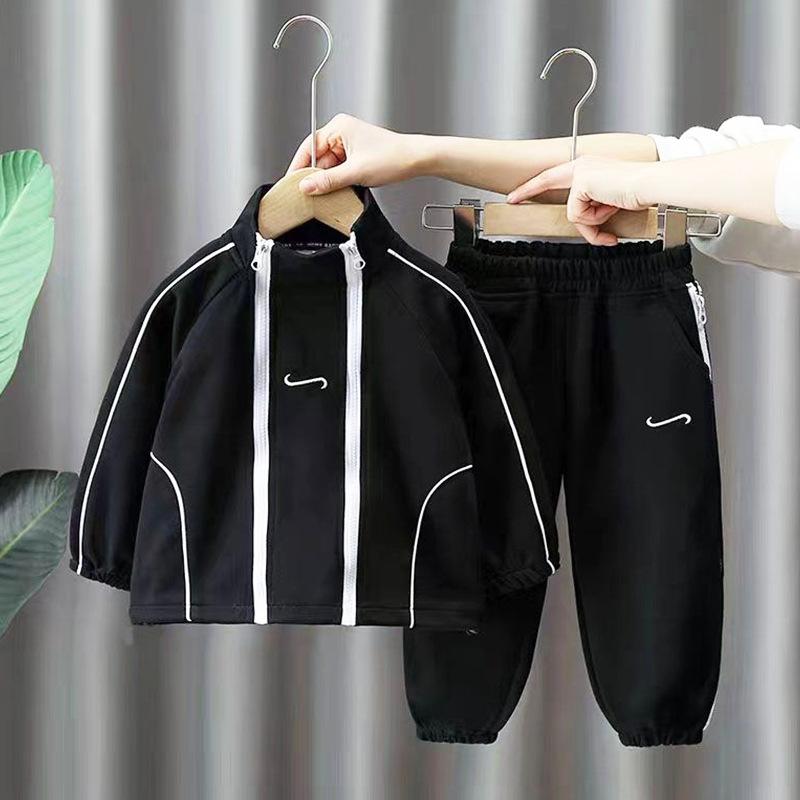 Kinderkleidung Jungen Pullover Anzug Frühling Casual Sportswear Zweiteilige Anzug-Sets 140cm schwarz