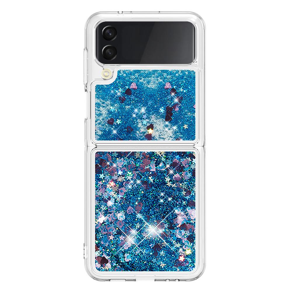 Galaxi Z Flip 4 5 Flip4 Glitzer Hülle für Samsung Galaxy Z Flip 3 5G Flip3 Hüllen Helle Form Dynamische Flüssigkeit Handy Rückseite Samsung Z Flip 5 blue