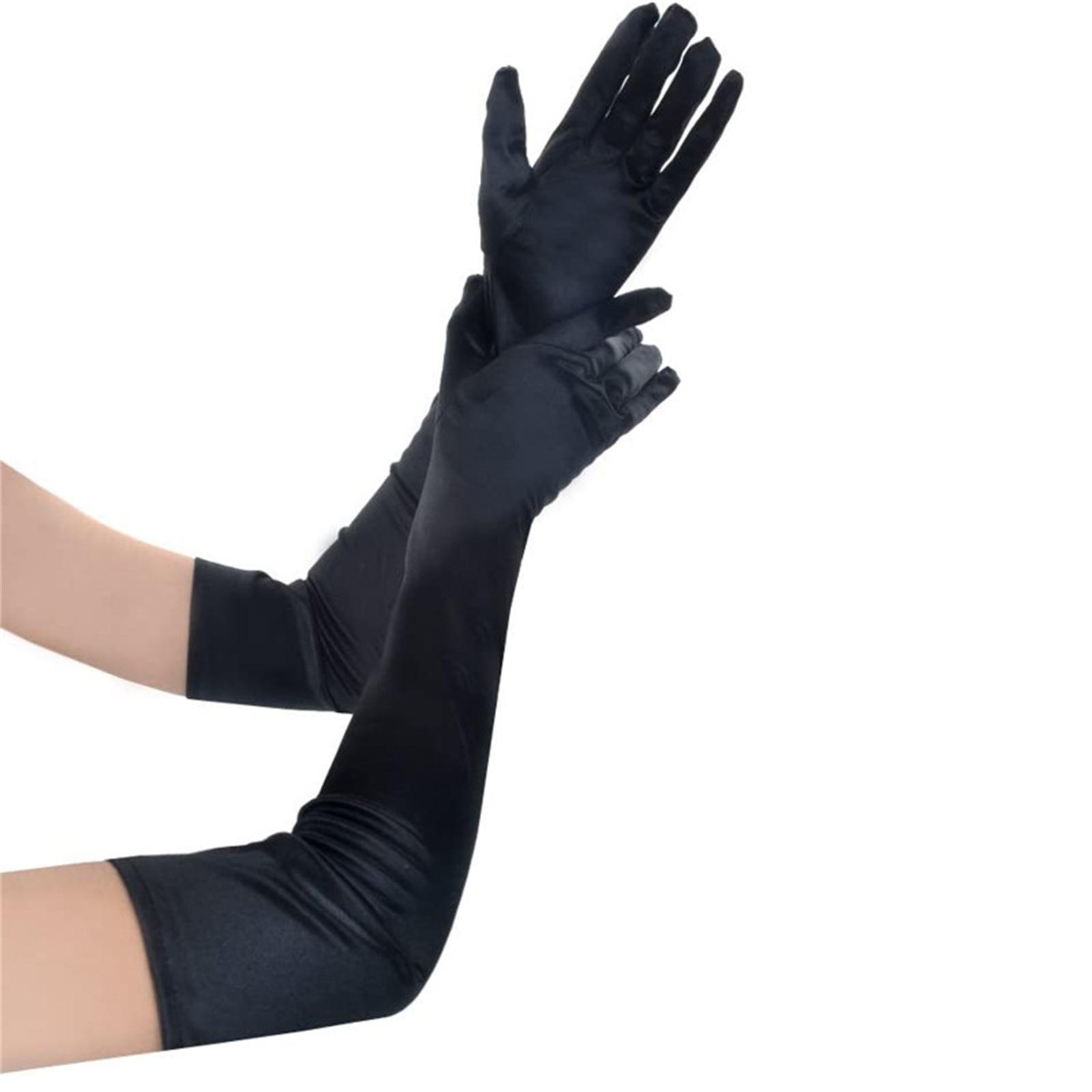 Hochzeitshandschuhe, lange Satin-Handschuhe für Damen, formelle Performance-Handschuhe, Satin-Handschuhe, Tanzhandschuhe, Bankett-Handschuhe, Abschlussball-Handschuh schwarz