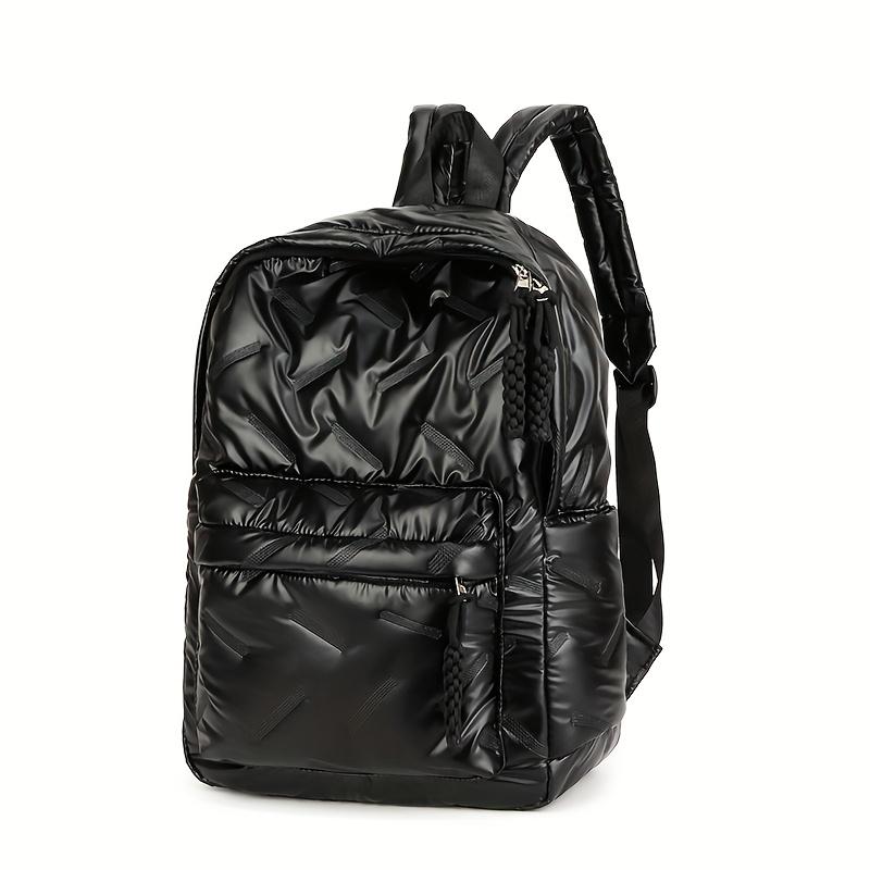 Winter Space Nylon Gepolsterter Rucksack Damen Große Kapazität Schultasche für Student Outdoor Freizeit Rucksack schwarz