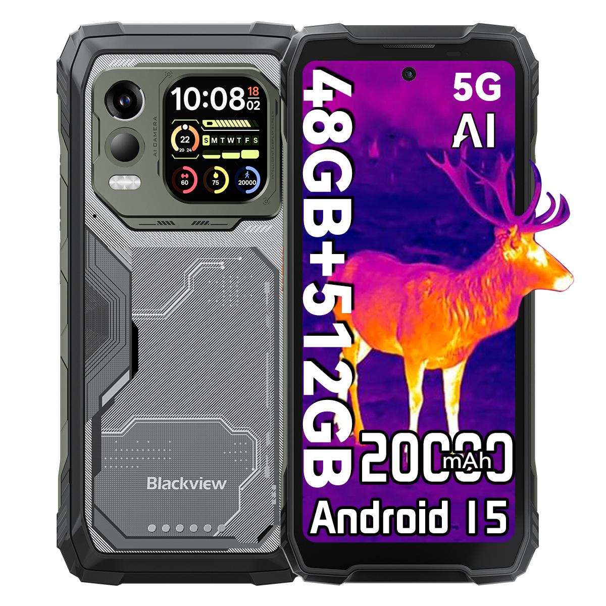 Blackview XPLORE 1 Pro 5G KI Outdoor Smartphone 48GB+512GB Wärmebildkamera Handy 16+512 schwarz