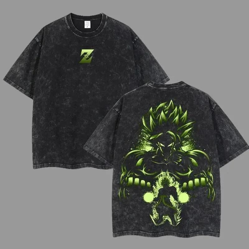 Anime Dragon Ball Cosplay Gewaschenes T-Shirt Baumwolle Kurzarm Locker Groß Lässig Sport Fitness T-Shirt Herren Harajuku Kleidung XXXL hellbraun
