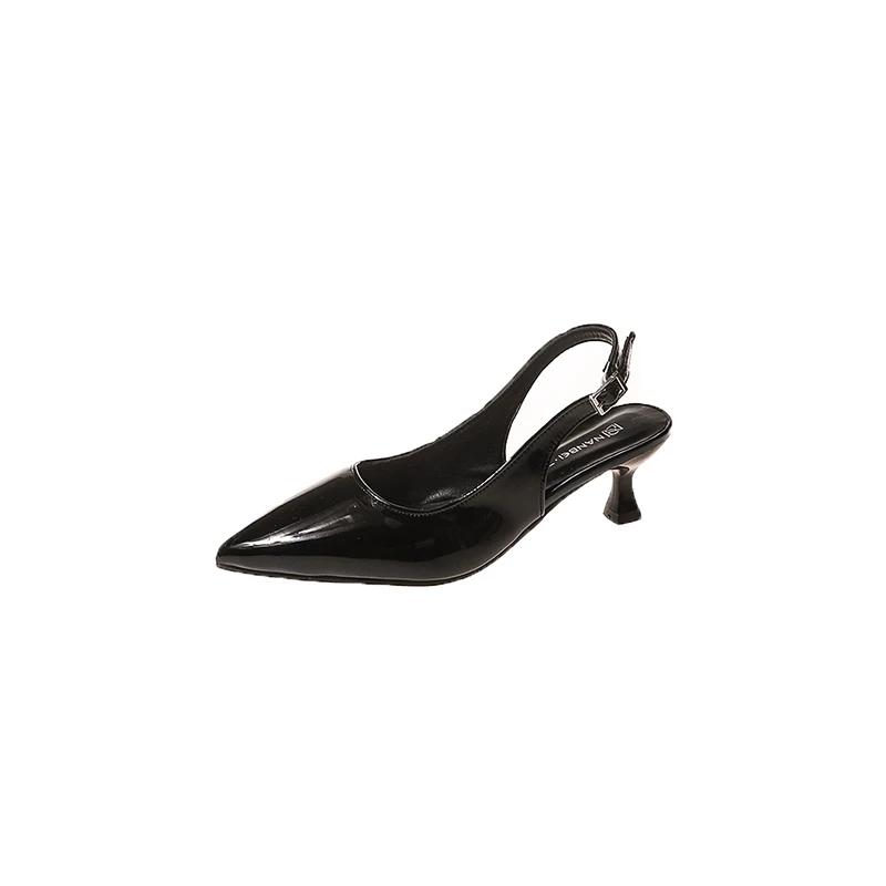 Sexy Damen High Heel Sandalen mit spitzer Zehenpartie 2024 Sommer Neu Damen High Heels Bequemer dicker Absatz Büro Damenschuhe 35 schwarz