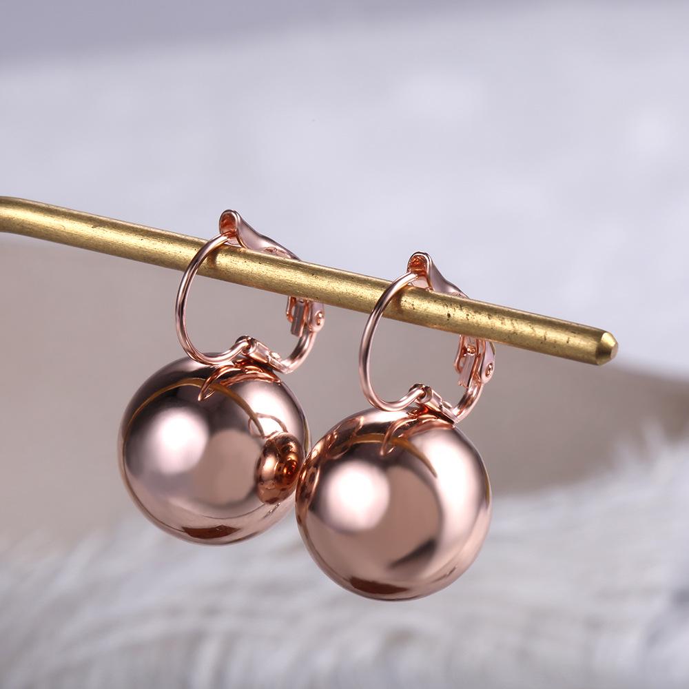Gold versilberte Ohrringe, Modeschmuck, große runde Kugel-Anhänger-Ohrringe für Frauen, Geschenke, Hochzeitsaccessoire rose gold