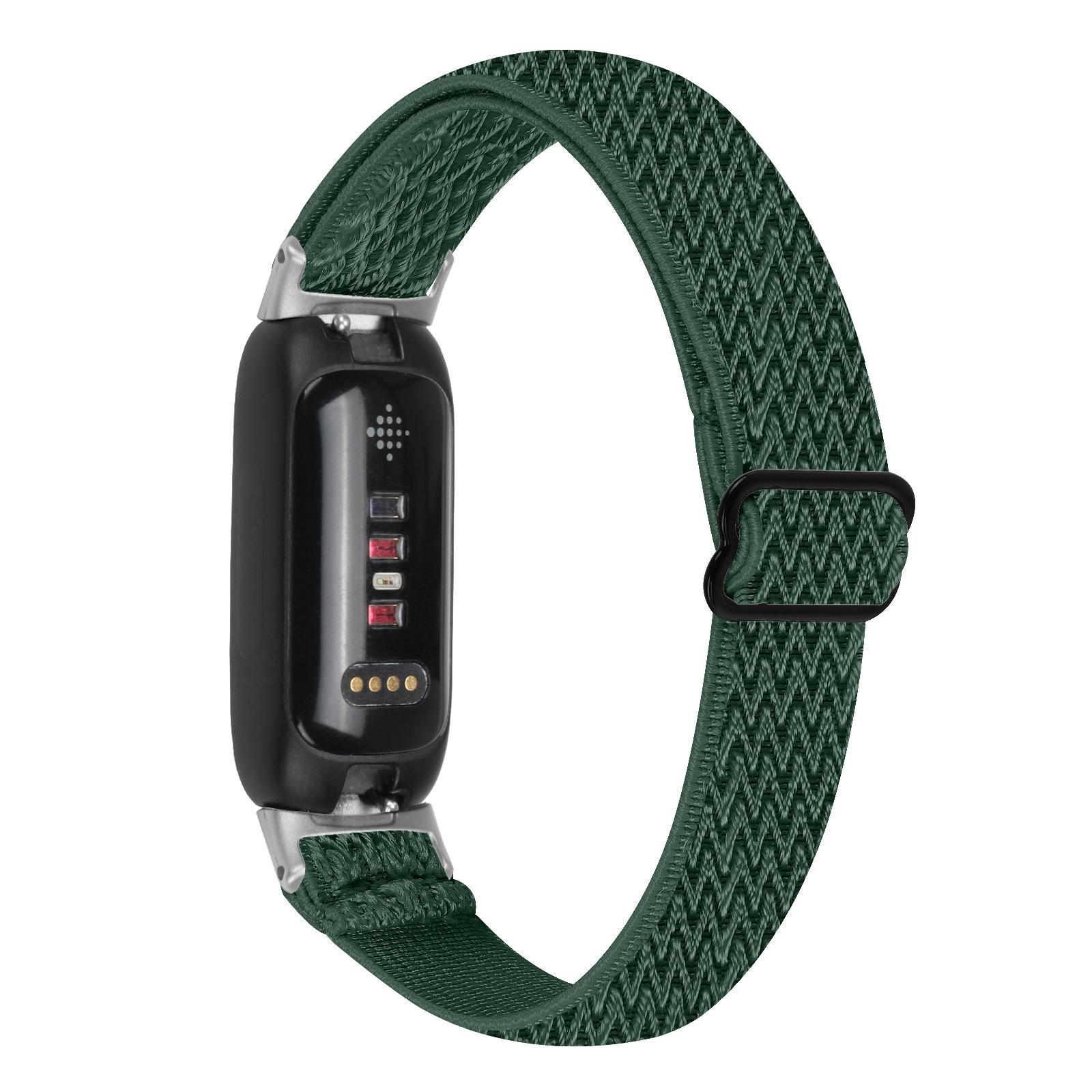 Fitbit Inspire 3 – verstellbares elastisches Armband mit Fischgrätenmuster und einer Schlaufe inspire3-silver head armee grüne