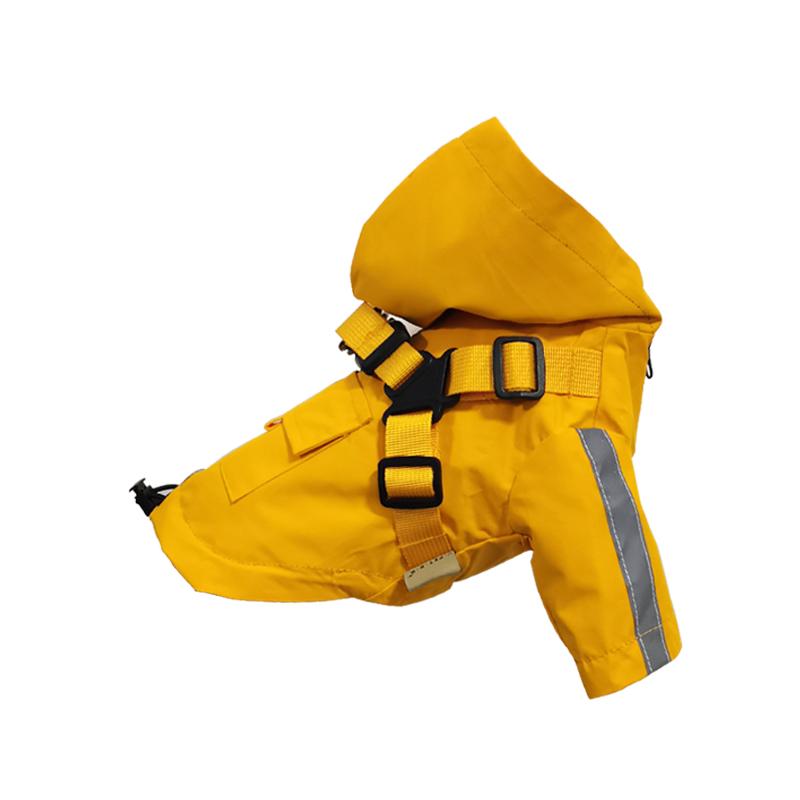 Reflektierender Regenmantel für Welpen mit Geschirr Wasserdichte Haustierkleidung Yorkshire Outfit Kleidung Wasserdichte Regenmäntel für Hunde (Yellow,XS) gelb