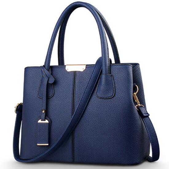 Yogodlns Damen-Handtaschen aus Leder, quadratische Schultertasche, Umhängetasche 29.5cm*21.5cm*13cm dunkelblaue