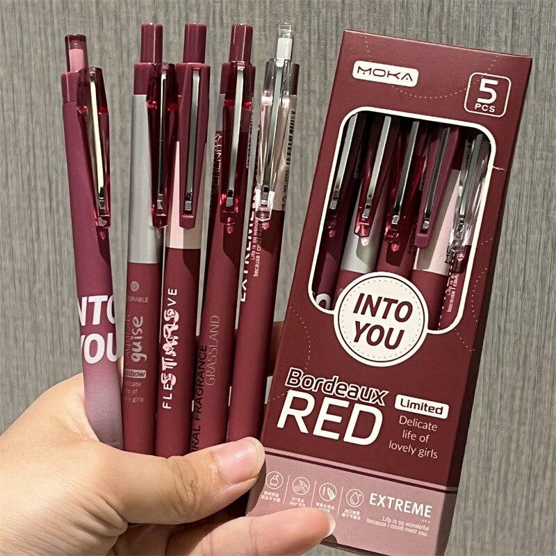 4/5/6/7/set Ins Einfachheit Gel Stift Koreanische Einfarbig 0,5 MM Schwarz Nette Stifte Schöne Schreibwaren Stifte Schule Student/Büro Liefert 5pcs rot