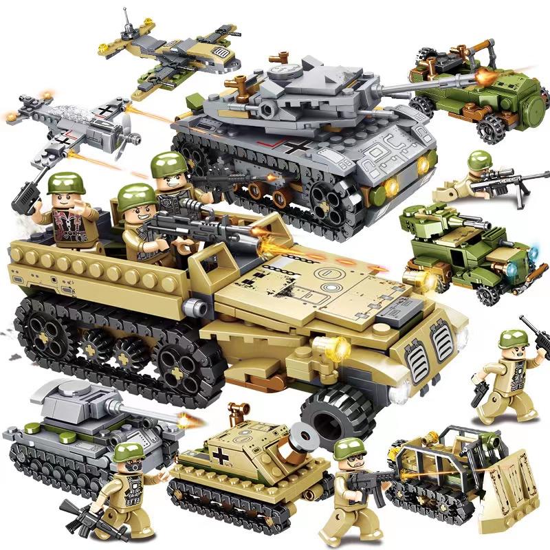 1000PCS Tank Bausteine ​​8in1 Military Heavy Tank Modell Baustein Armee Spielzeug für Jungen Tank-1061Pcs