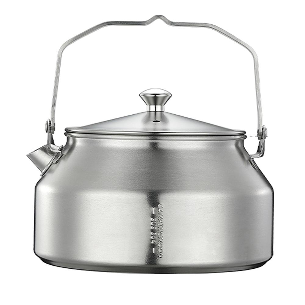 Outdoor Edelstahl Wasserkocher Verbrühungshemmende Griff Camping Kaffee Wasserkocher Tragbare Kaffeekanne Picknick silber