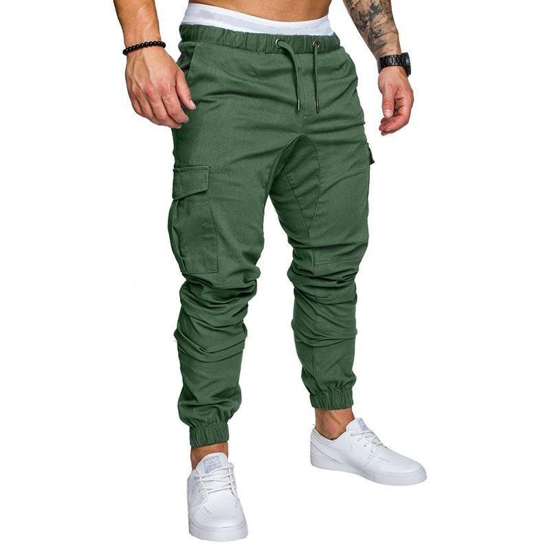 Herren Multi-Taschen Cargo-Taschen Sweatpants Lässige Lockere Passform Hosen Einfarbig Sport Kordelzug Hosen Übergröße M armee grüne