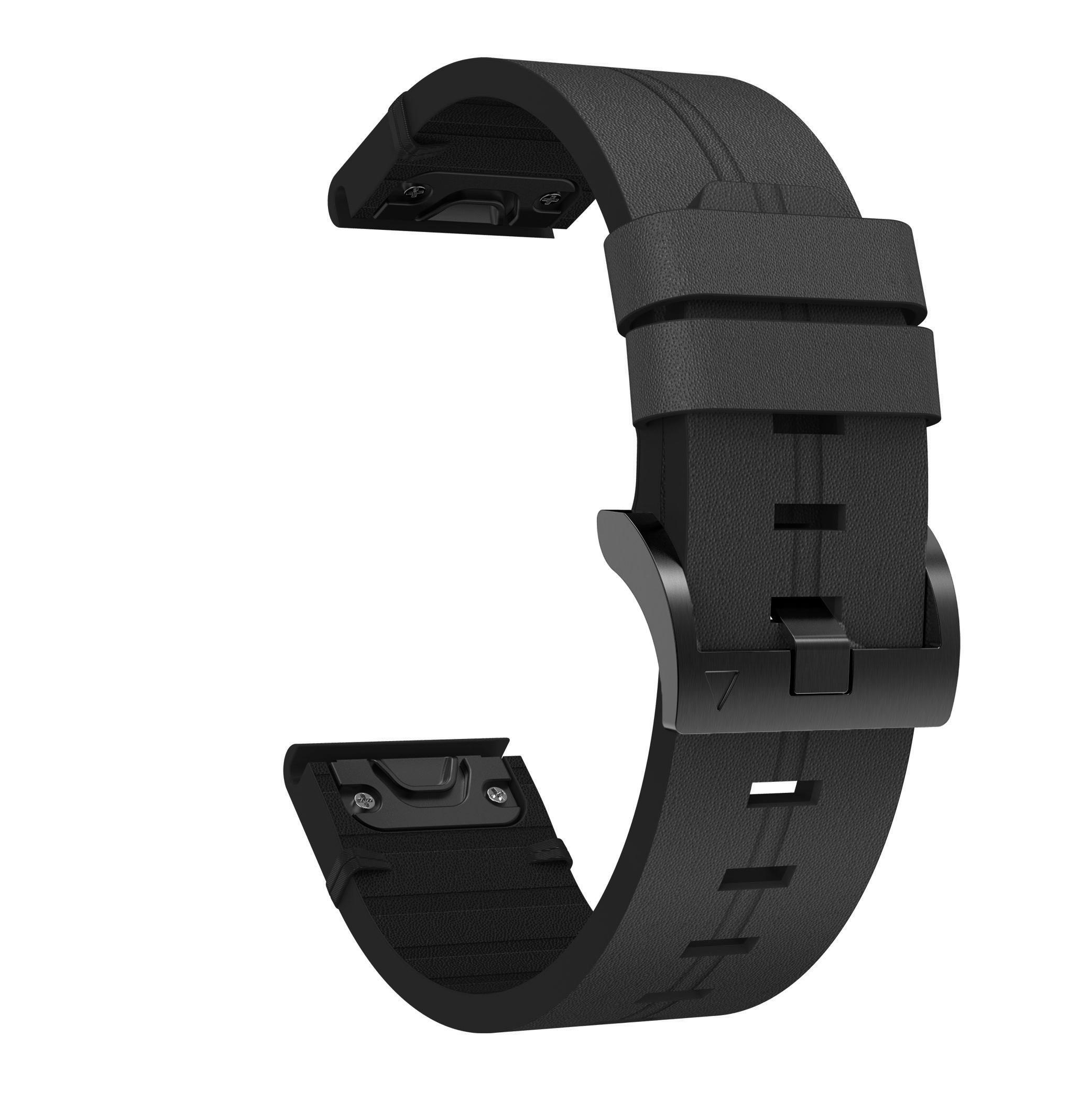Für Garmin Fenix 7 7X 7S 5 5X Plus 5S 6 6X Pro Smart Watch Lederarmband Armband Armband 20 22 26mm Quick Fit Armband Strap 22mm forerunner 945 schwarz