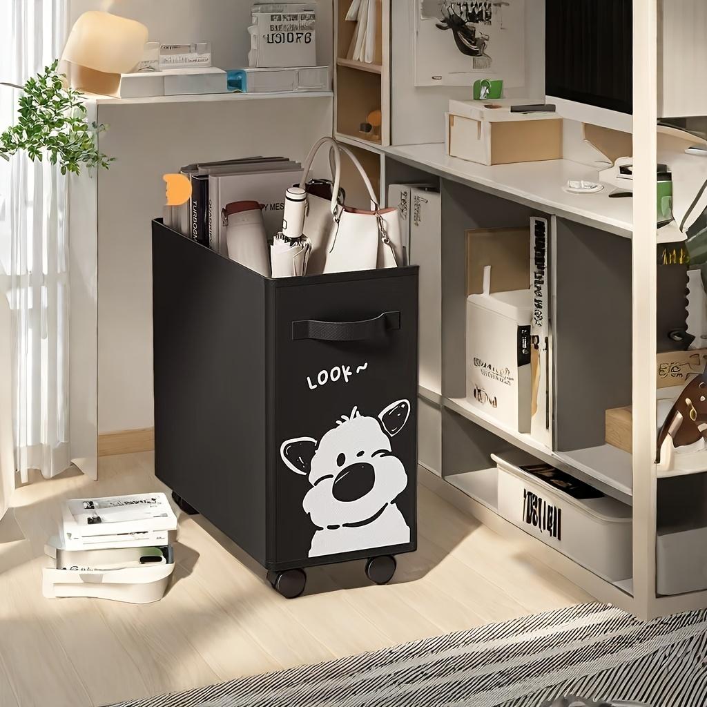 Büro Umzugswagen mit Rädern-Unter-Schreibtisch Aufbewahrung für Studentenwohnheime,Perfekt zur Aufbewahrung von Büchern und kleinen Gegenständen,Bürobedarf und Zubehör,Regalkorb dog schwarz