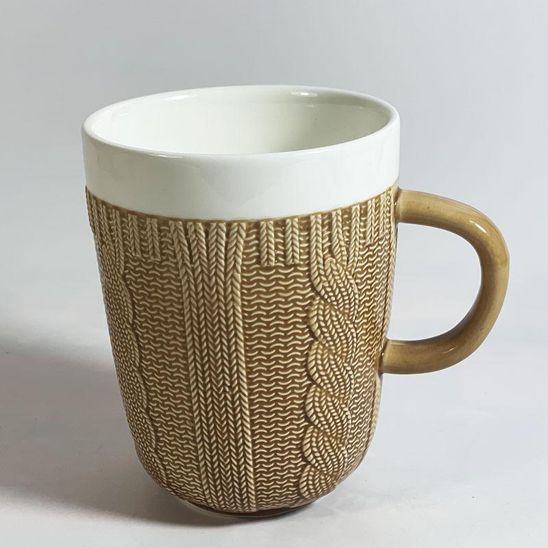 gestrickte Keramik Wollgarn Tasse gemütliche Tasse 301-400ml braun