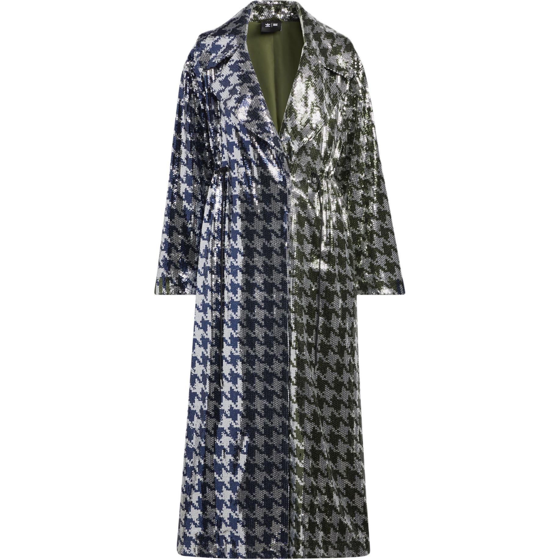 Adidas Originals X Ivy Park Hahnentritt Pailletten Langer Mantel Damen Mantel Blau HC5954 S