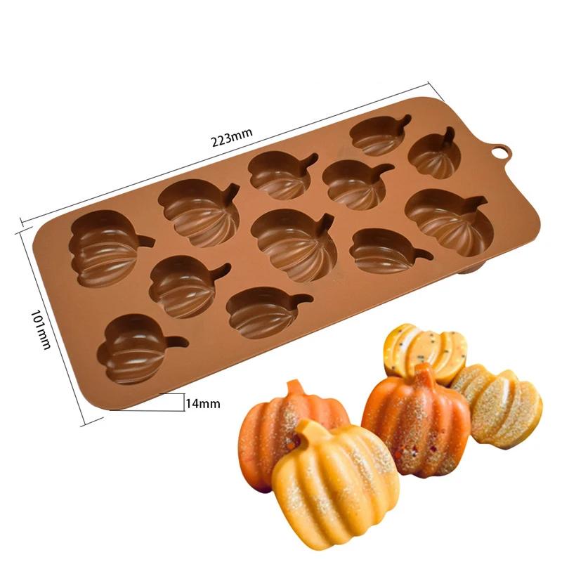 Halloween Kürbis Fledermaus Silikon Schokoladenform Vampirzähne Kuchen Süßigkeiten Eisherstellung Totenkopf Knochen Seife Kerzenform Party Dekor Geschenke brown