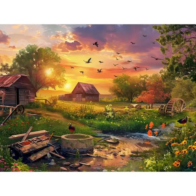 RUOPOTY Moderne Malen nach Zahlen Handgemaltes Landschaftsgemälde auf Leinwand Ausmalen nach Zahlen Acrylbild Wandkunst DIY 40x50cm NO Frame