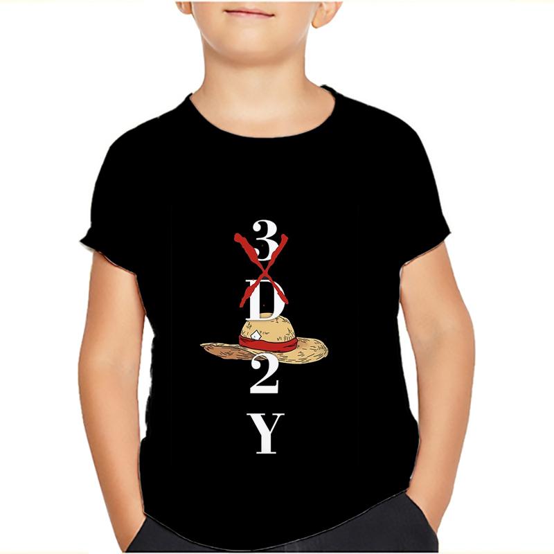 One Piece Luffy T-Shirt Four Emperors Kurzarm Zoro Sanji Chopper Ace Law Tee Kinderkleidung Modekostüme für Kinder Top 110 braun