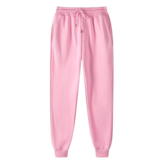 Damen Sporthose mit Kordelzug, elastischer Bund, lockere Jogginghose mit Knöchelband und Taschen, einfarbig, Jogginghose, Laufhose, Freizeithose XXL rosa