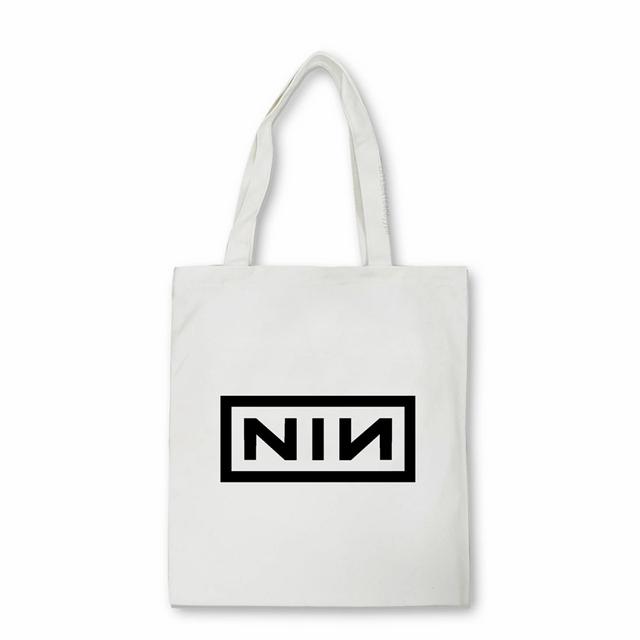 Lässige Shopper-Tasche mit Nine Inch Nails-Aufdruck, Rockband, Männer, Frauen, Umhängetasche, Handtaschen, wiederverwendbar, Studenten-Leinentasche, Einkaufstasche, Bolsas 24*26cm